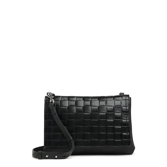 Vince Camuto Handbags - NWT Vince Camuto Black Corah Genuine Woven Snake Embossed Leather Crossbody Bag